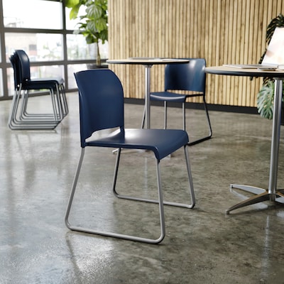 Flash Furniture Hercules Kenai Office Reception Stack Chairs, Navy Plastic/Gray Frame, 5/Pk (5RUT239ANNV)