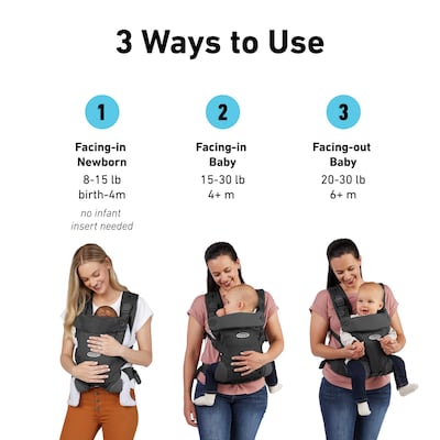 Graco Cradle Me Lite 3-in-1 Carrier, Charcoal Grey (2145561)
