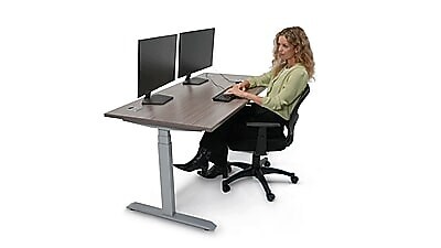 Boss Office Products 60"W Electric Rectangular Adjustable Standing Desk, Driftwood (SGSD036DW)