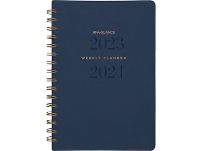 2023-2024 AT-A-GLANCE Signature 5.5 x 8.5 Academic Weekly & Monthly Planner, Navy (YP200A-20-24)