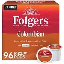Folgers 100% Colombian Coffee, Keurig K-Cup Pod, Medium Roast, 24/Box, 4 Boxes/Carton (6659CT)