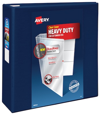 Avery Heavy Duty 4 3-Ring View Binders, D-Ring, Navy Blue (79804)