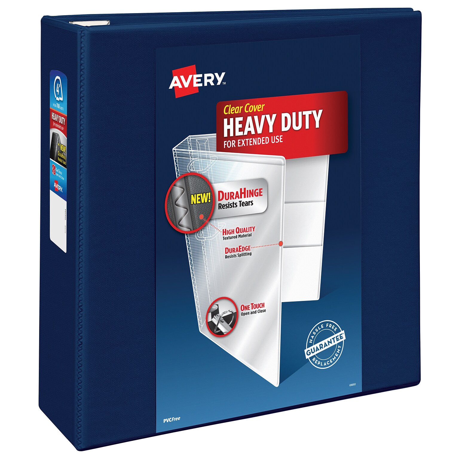 Avery Heavy Duty 4 3-Ring View Binders, D-Ring, Navy Blue (79804)
