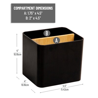 Mind Reader 2-Compartment Desk Organizer, Black (SIMPORG-BLK)