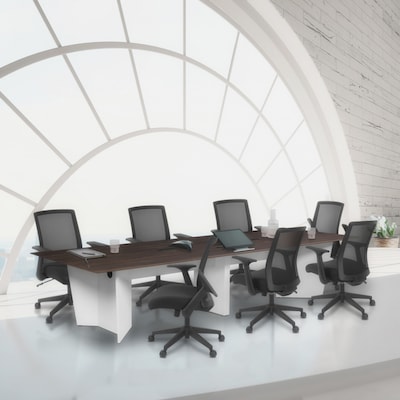 Regency Array 144W x 48D Conference Table with Grommet, Neo Walnut/White (ACT14448NWWH)