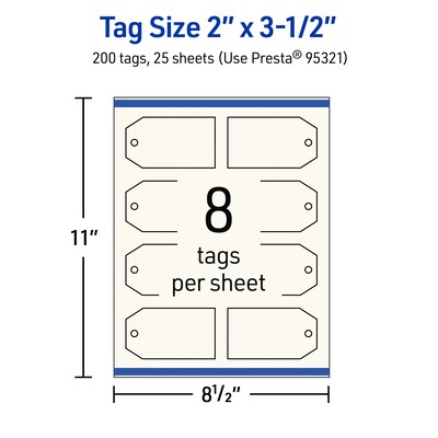 Avery 2" x 3-1/2"  Blank Price & Merchandise Tags, Ivory, 200/Carton (95321-MIT25)