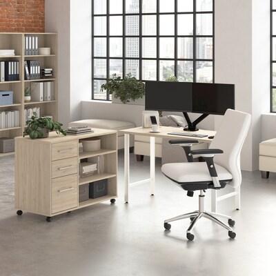 Bush Business Furniture Hustle 48W Computer Desk and Storage Cabinet with Drawers and Shelves, Natu