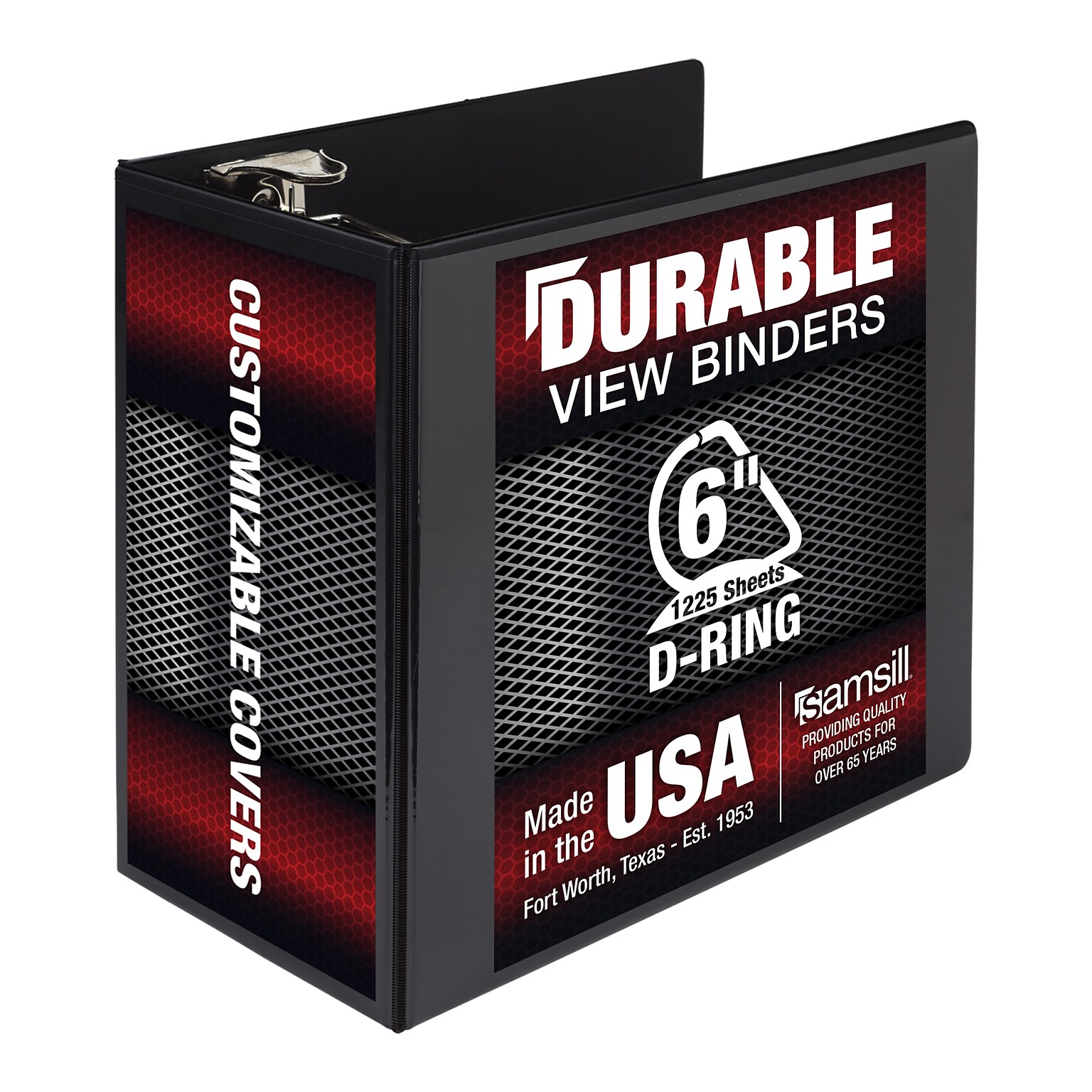 Samsill Titan Heavy Duty 6 View Binder, D-Ring, Made in USA, Black (SAM16420)