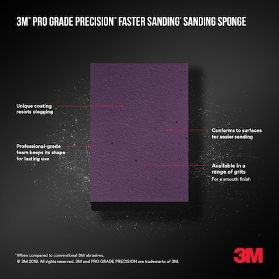 3M Pro Grade Precision Sanding Block Sponge, 2.5 x 4.5 (FSB120-PGP-1T)