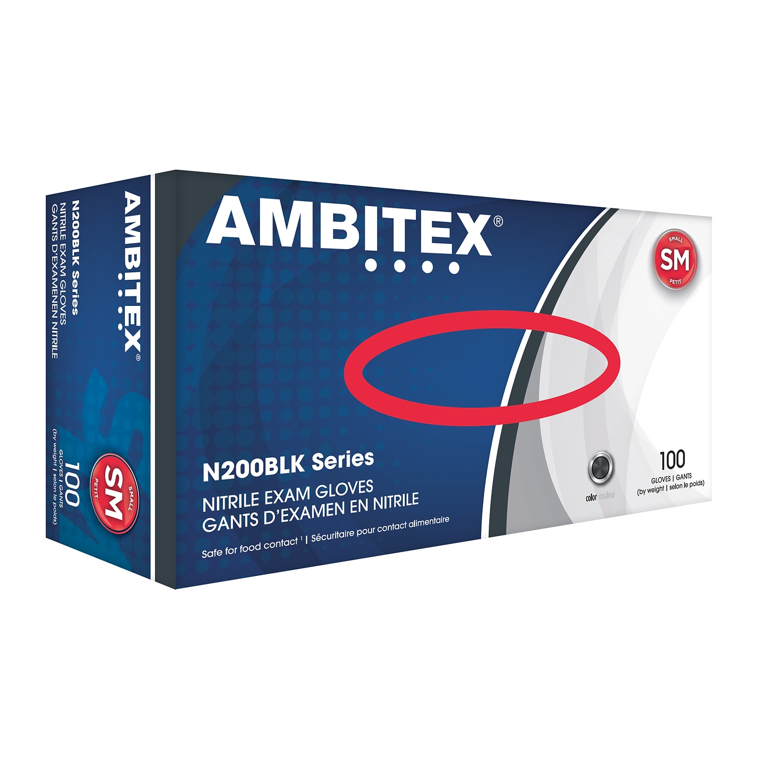 Ambitex Powder Free Black Nitrile Gloves, Small, 1000/Carton (NSM200BLK)