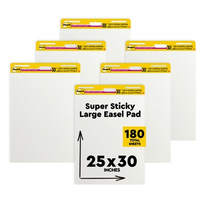 Post-it Super Sticky Wall Easel Pad, 25 x 30, 20 Sheets/Pad, 6 Pads/Pack (559-VAD20-6PK)