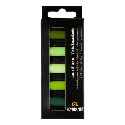 Rembrandt Soft Pastels Micro Sets, Lush Greens, 5/Set, 3 Sets/Bundle (RBX31820510-3)