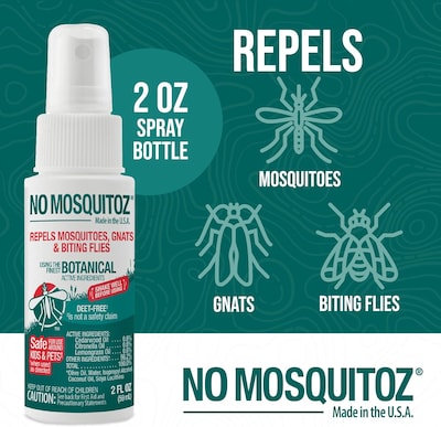 No Mosquitoz Natural DEET-Free Insect Repellent Spray for Mosquitoes, Woodsy Scent, 2oz (9175B95-2Z24)