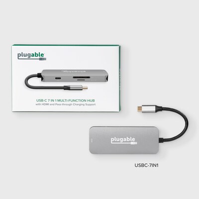 Plugable USB C Hub Multiport Adapter, 7-in-1 Hub, 87W Charging (USBC-7IN1)