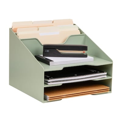 Staples 5-Compartment Plastic Desktop Organizer, Sage Green (ST63875)