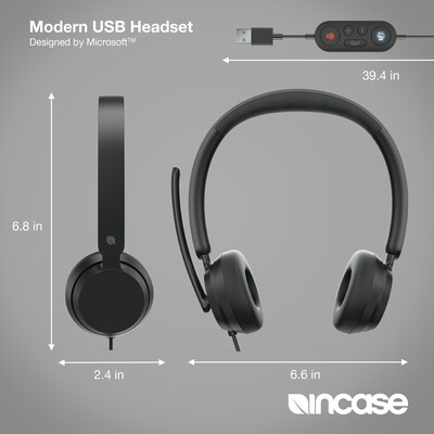 Incase Designed by Microsoft Modern USB-A Stereo Computer Headset, MT Certified (6ID-00012)