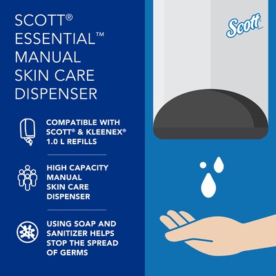 Scott Essential Wall Mounted Hand Soap/Hand Sanitizer Dispenser, White (92144)