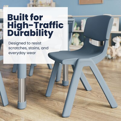 Flash Furniture Emmy Rectangular Activity Table Set, 47.25" x 23.5", Height Adjustable, Natural Woodgrain/Dusty Blue