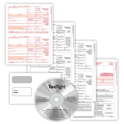 ComplyRight TaxRight 2024 1099-MISC Tax Form Tax Forms, Envelopes, TipSheet & Software, 4-Part, 50/Pack (SC6103ES)