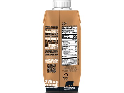 Wandering Bear Straight Black Cold Brew Coffee, 11 oz., 12/Case (WBSB11oz12pak)