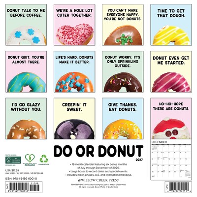2027 Willow Creek Do or Donut  12 x 12 Monthly Wall Calendar (60018)