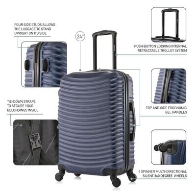 DUKAP Adly 24" Hardside Suitcase, 4-Wheeled Spinner, TSA Checkpoint Friendly, Navy Blue (DKADL00M-BLU)