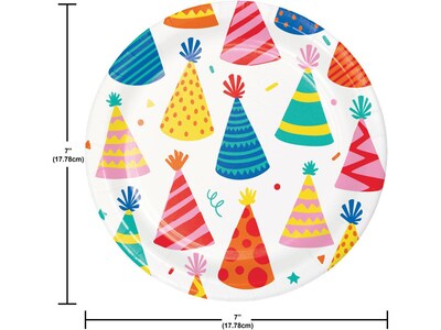 Creative Converting Hats Off Birthday Dessert Plate, Multicolor, 24/Pack (DTC372502PLT)