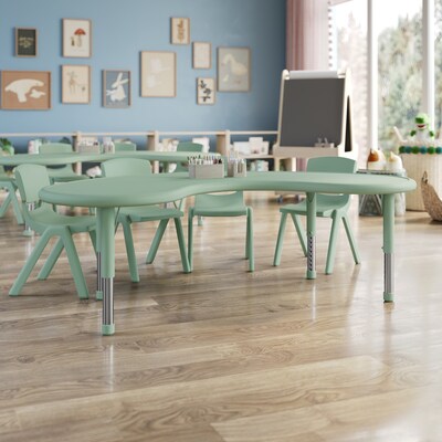 Flash Furniture Emmy Half Moon Activity Table Set, 65 x 35, Height Adjustable, Sage (YCX42MOONTBSGEE)