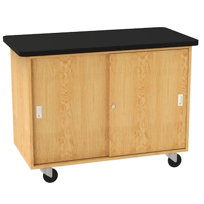 Diversified Woodcrafts Access Sliding Door Cabinet Rectangular Mobile Lab Table, 48 x 24, Oak (4101K)