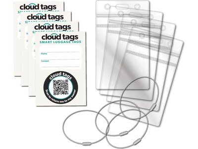 Davis Group Cloud Tags Luggage Tag, White/Green, 4/Pack (10114)