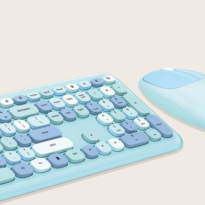 SaharaCase Wireless Ergonomic Keyboard and Laser Mouse Combo, Aqua (KB3)