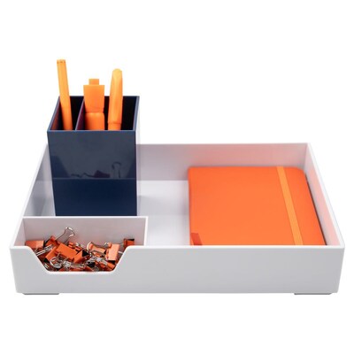 JAM Paper Half Desk Stackable Front Loading Letter Tray, White Plastic, (344TWH)