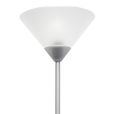 Creekwood Home Essentix 70" Tall Torchiere Essential Floor Lamp with White Plastic Shade, Silver (CWF-3004-SL)