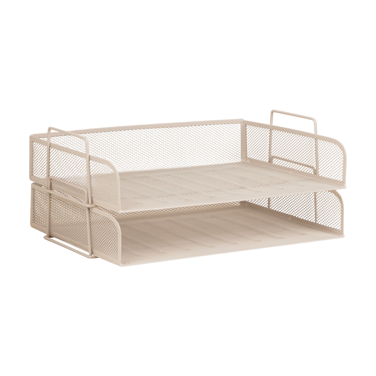 Staples Metal Mesh Side Loading Stackable Letter Tray, Letter Size, Warm White, 2/Pack (ST63841)