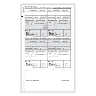 ComplyRight 2026 W-2 Tax Form, Employee Copy B, C, 2, and 2 For City/Local, 4-Up (Box), EZ-Fold Simplex, 14, 500/Pack (5224B)