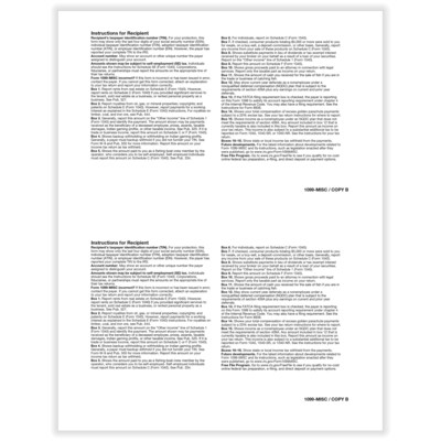 ComplyRight 2024 1099-MISC Tax Form, 1-Part, 2-Up, Recipient Copy B, 50/Pack (511150)
