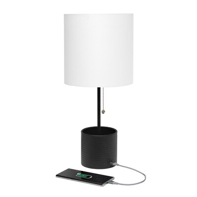 Creekwood Home 18.5" LED Table Lamp with USB Port, Black (CWT-1007-BK)