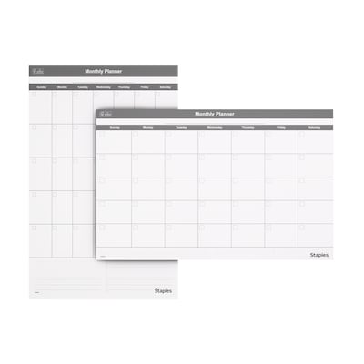 Staples 24 x 36 Monthly Dry-Erase Wall Calendar, Reversible, White/Gray (ST60365-25)