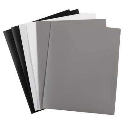 JAM Paper Plastic Two-Pocket School Folders, Assorted Business Colors, 6/Pack (383EBAasst)