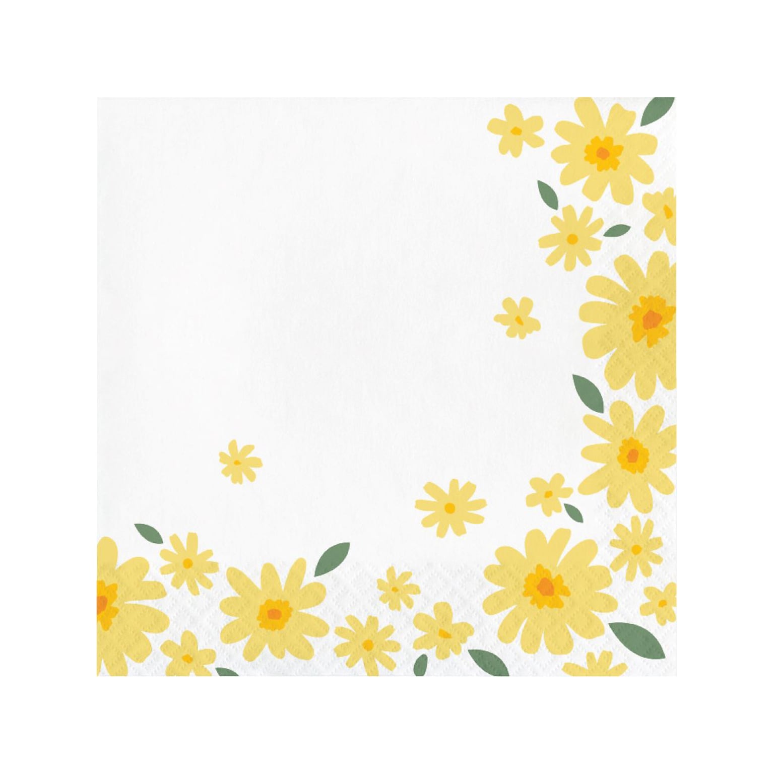 Creative Converting Sweet Daisy Party Napkin, White/Yellow, 48/Pack (DTC372465NAP)