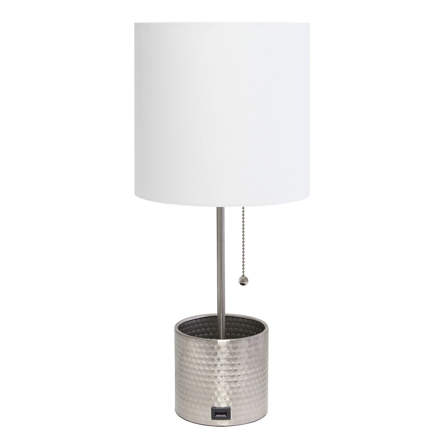 Creekwood Home 18.5 LED Table Lamp with USB Port, Brushed Nickel (CWT-1007-BN)