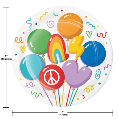 Creative Converting Bubbly Birthday Dessert Paper Plates, Multicolored, 32/Pack (DTC365023PLT)