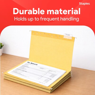 Staples® Hanging File Folders, 1/5-Cut Tab, Letter Size, Yellow, 25/Box (ST163519-CC)