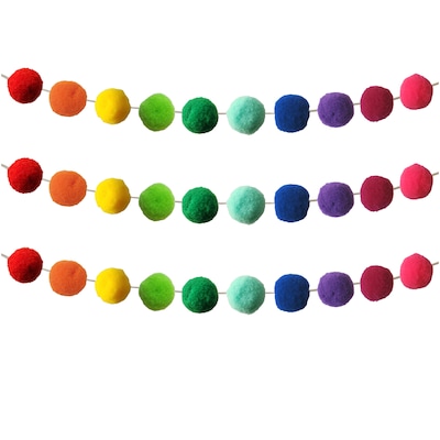 Carson Dellosa Education Rainbow Pom-Pom Garland, 2/Pack, 3 Packs/Bundle (CD-107008-3)