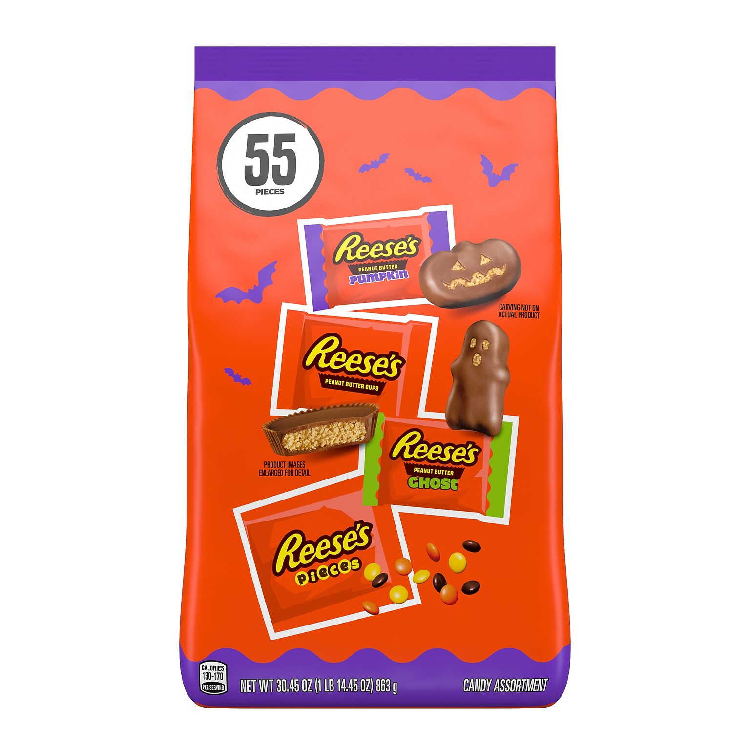 Reeses Halloween Lovers Snack Size Assortment, 30.45 oz., 55 Pieces (HEC46691)