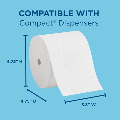 Compact Recycled Coreless Toilet Paper, 2-Ply, White, 1000 Sheets/Roll, 36 Rolls/Carton (19375)