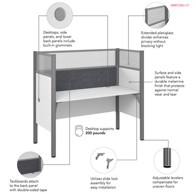 Bush Business Furniture ProBiz 55"H x 63"W Cubicle Workstation, White (100871DG-17)