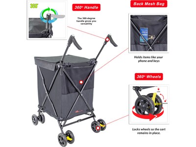 Dbest Cruiser Cart Steel Mobile Folding Utility Cart with Swivel Wheels, Black (01-926)
