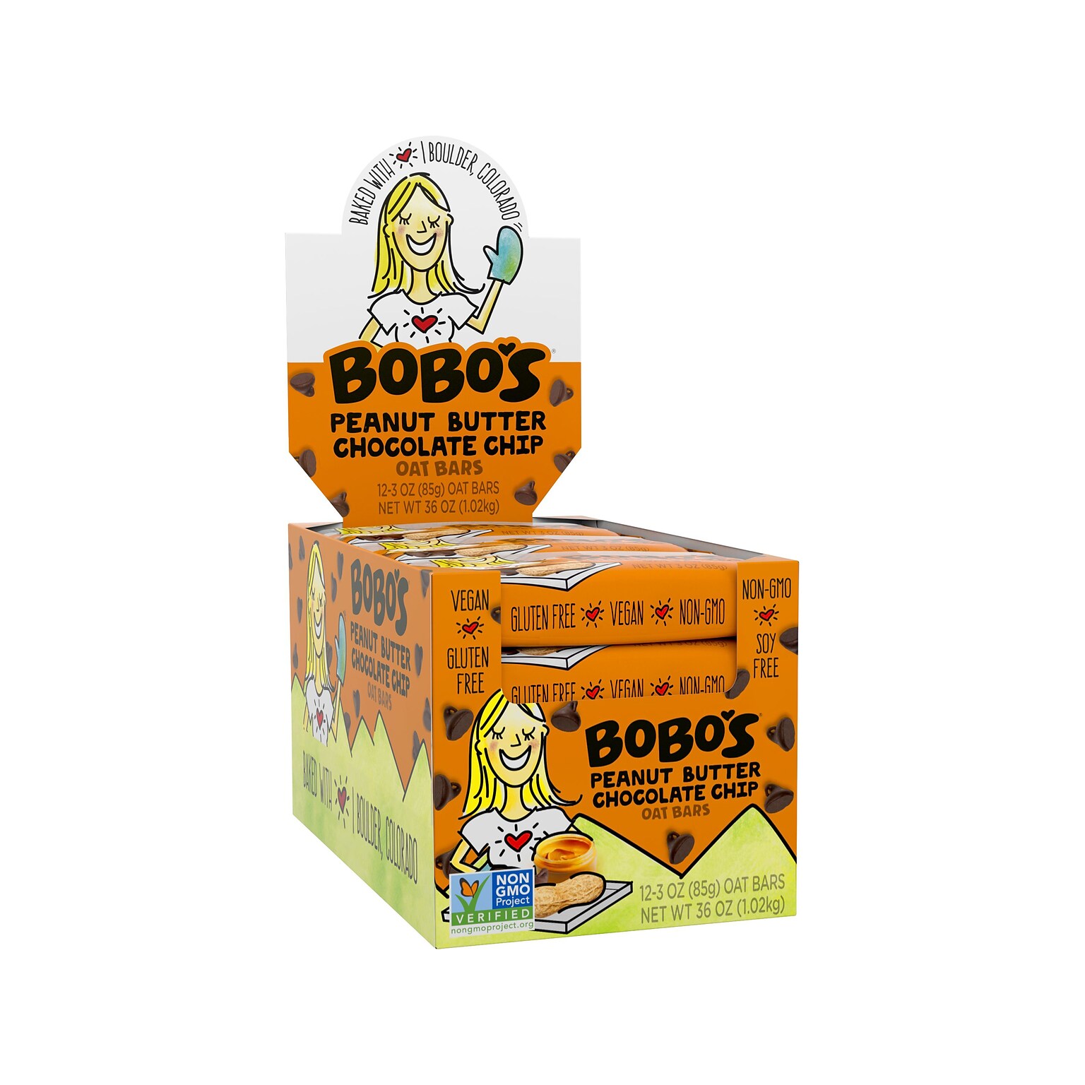 Bobos Gluten-Free Peanut Butter Chocolate Oat Bar, 36 oz., 12 Bars/Box (119-D)