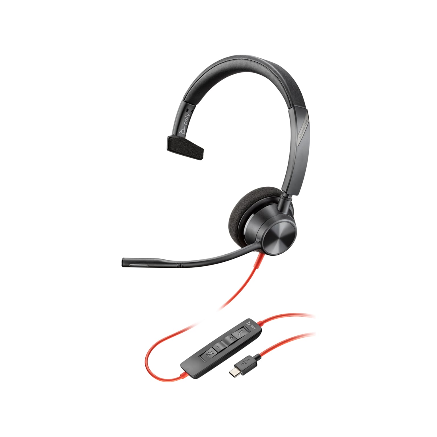 Poly Blackwire 3310 Noise Canceling Mono Headset, USB-C/USB-A, UC Certified (8X215AA)